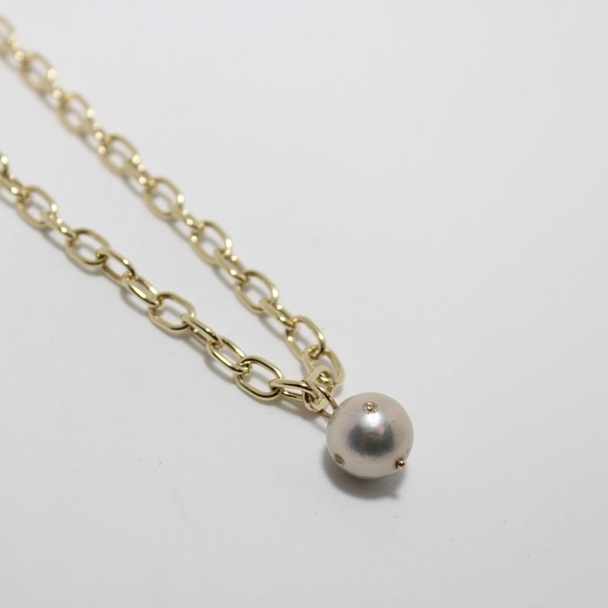 14k Gold & Diamond Pearl Charm