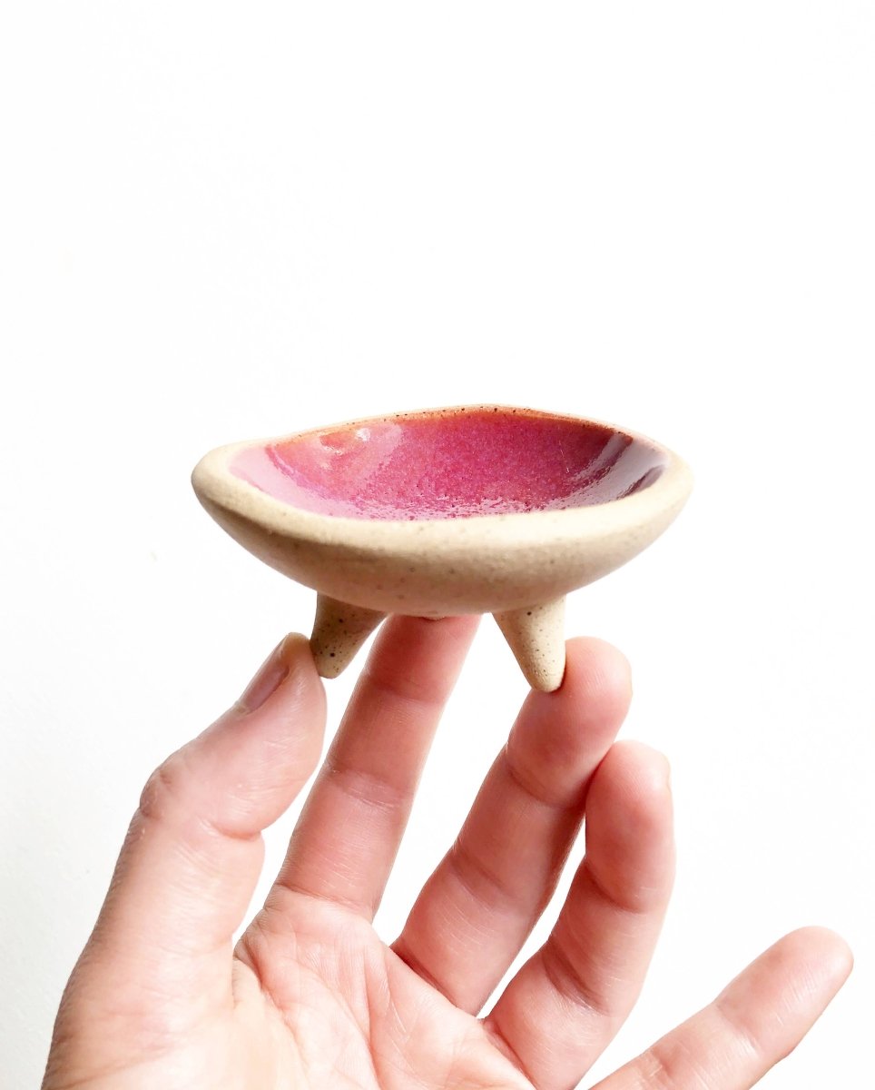 Plum Speckled Footed Trinket Dish