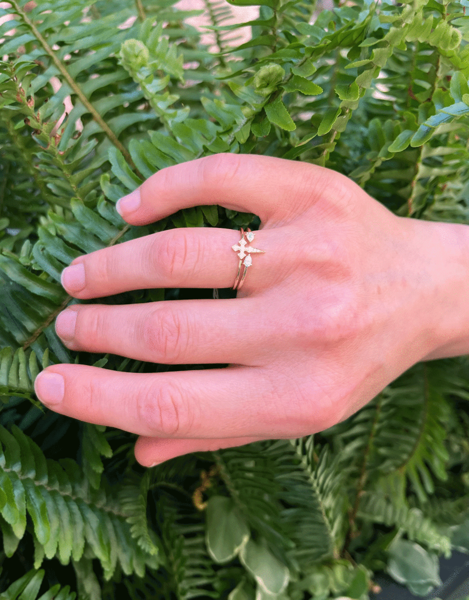 14k Gold Diamond Cross Ring