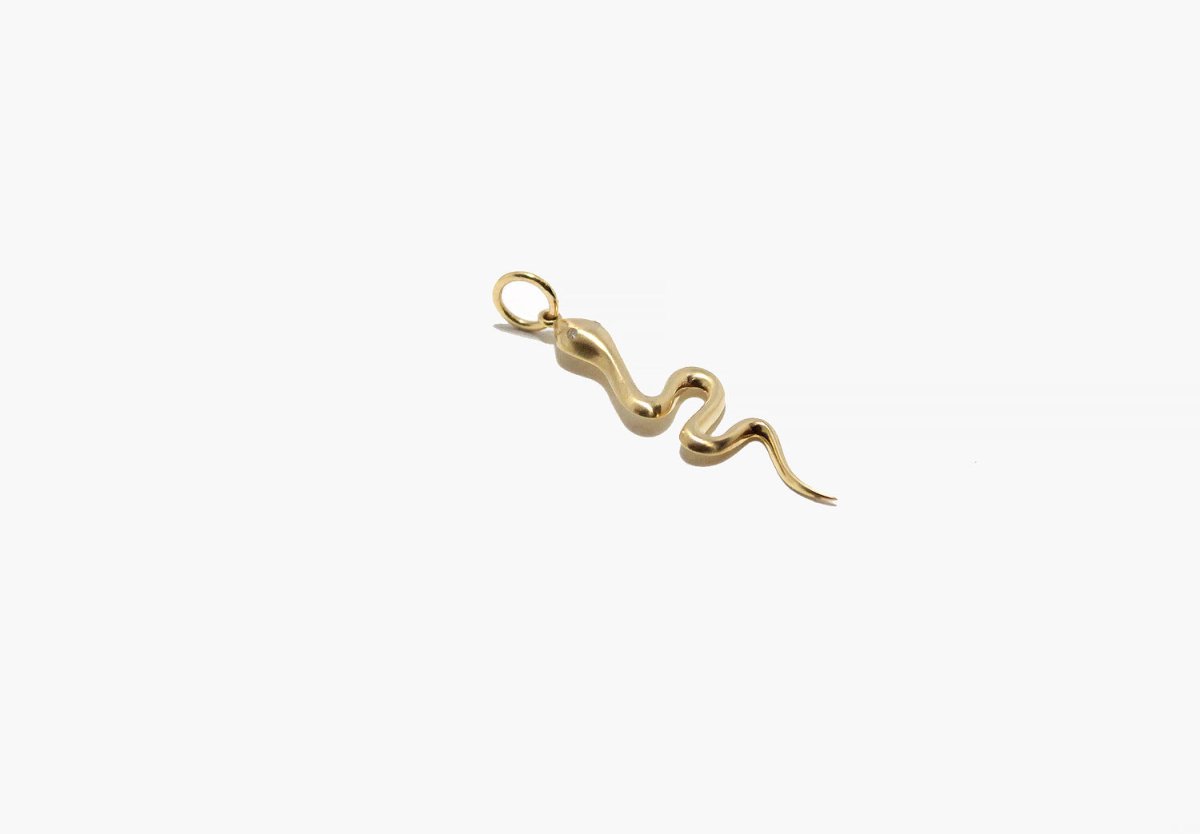 14k Gold Diamond Snake Charm