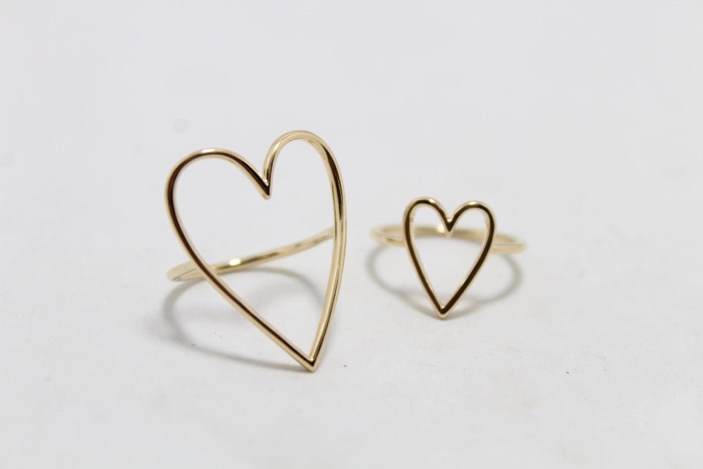 14k Gold Large Open Heart Ring