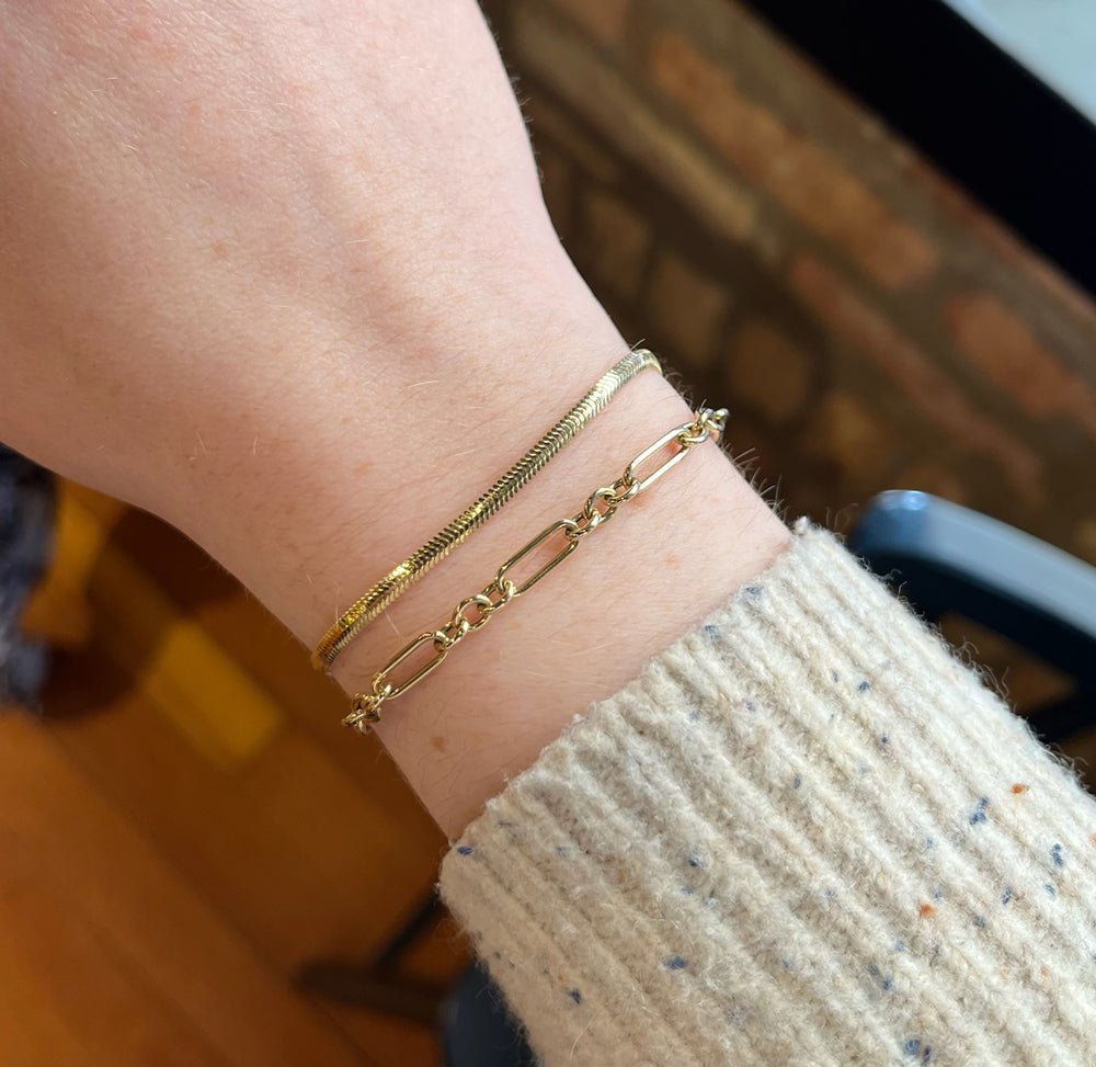 14k Gold Mixed Paperclip + Rolo Chain Bracelet