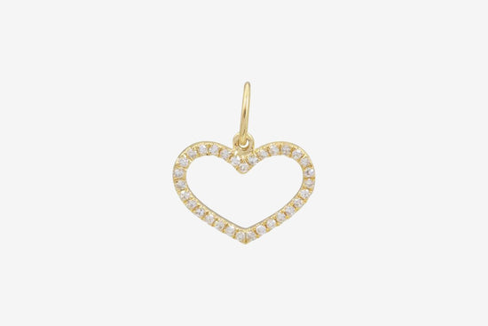 14k Gold Open Diamond Heart Charm