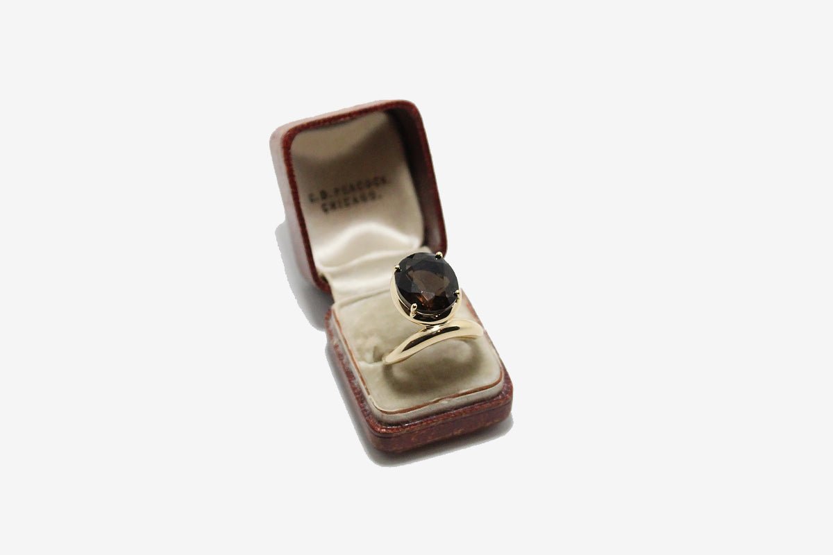 14k Gold Oval Smoky Quartz Ring