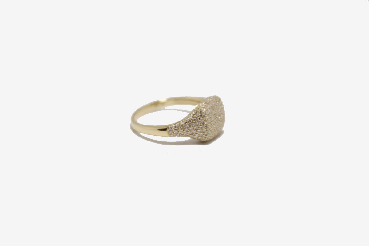 14k Gold Pavé Diamond Signet Ring