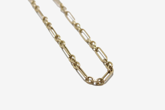 14k Gold Small Trombone Chain Necklace