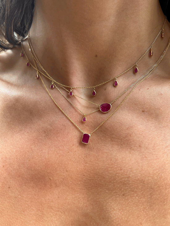 14k Gold Ruby Necklace