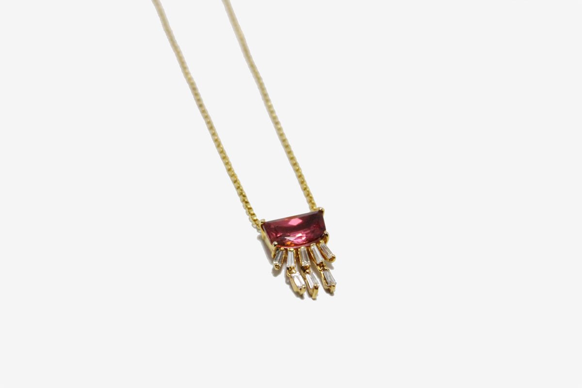 14k Gold Tourmaline + Diamond Electra Necklace