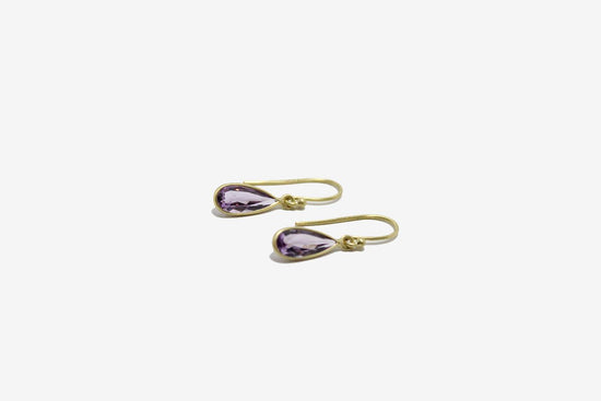 18k Gold Amethyst Small Petal Earrings