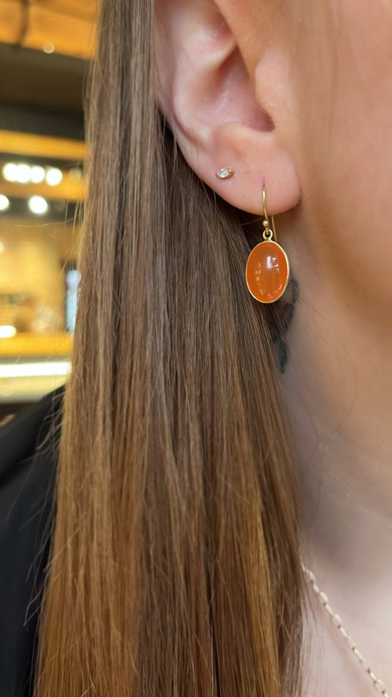 18k Gold Carnelian Small Oval Earrings