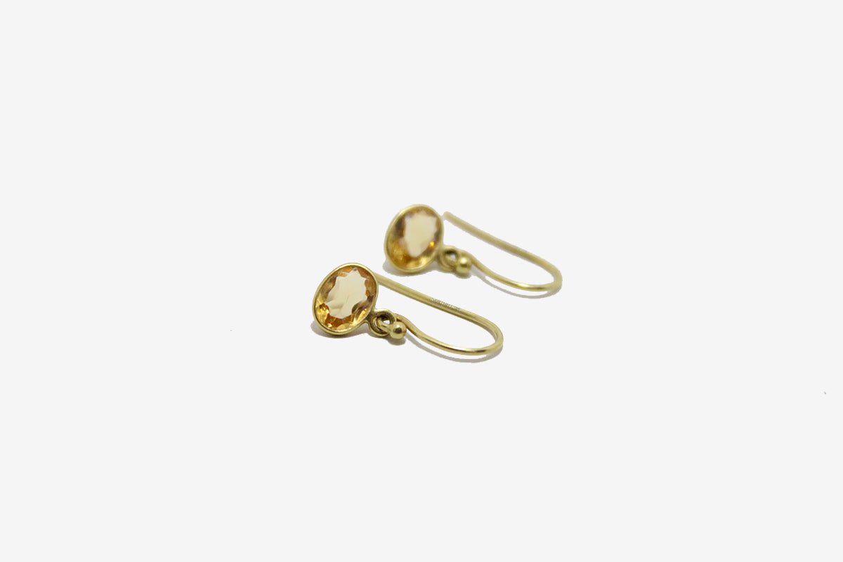 18k Gold Citrine Tiny Oval Earrings