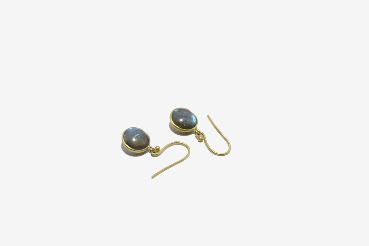 18k Gold Labradorite Moon Phase Earrings