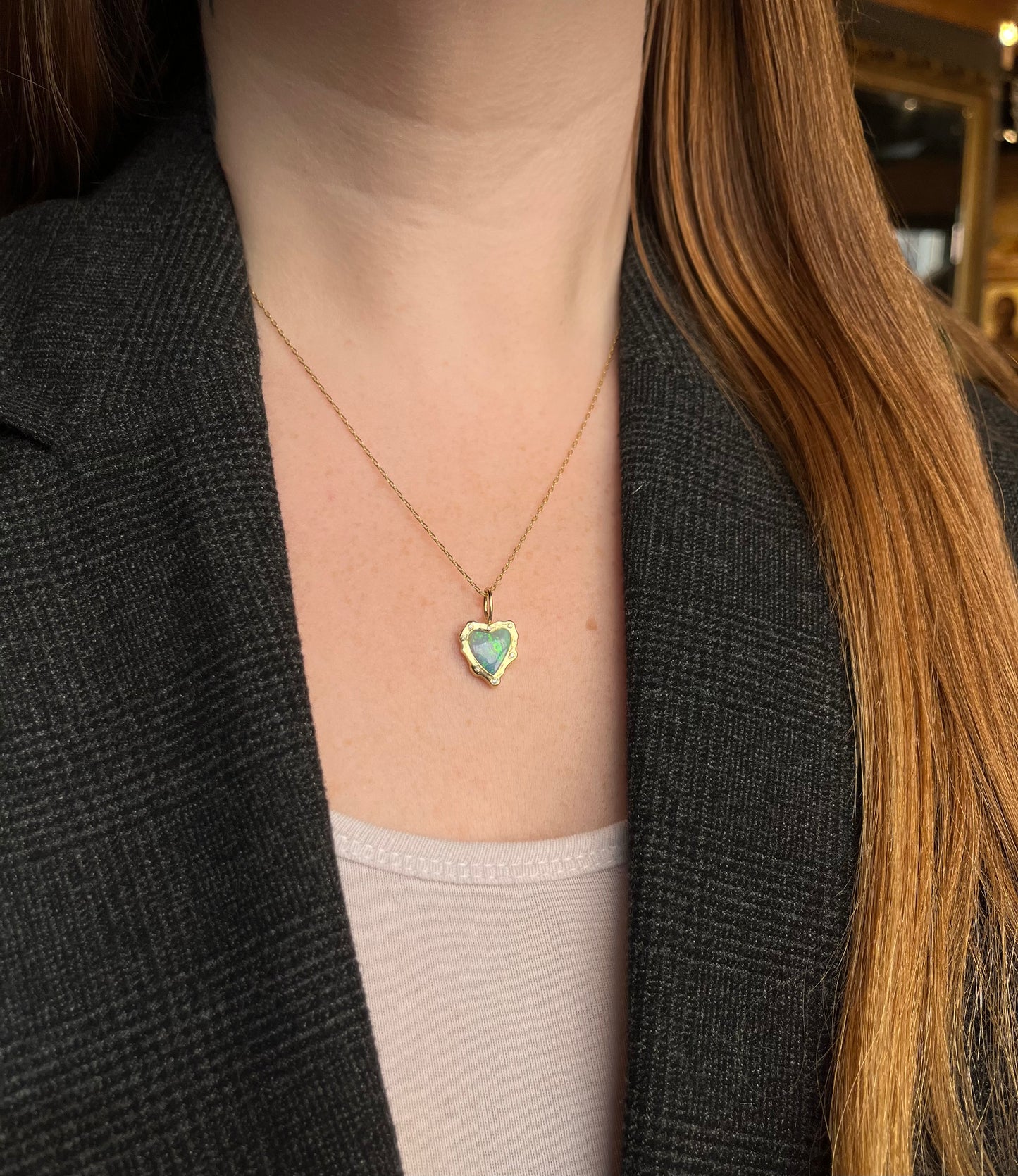 Petite Baleine 18k Opal Rebel Heart Necklace