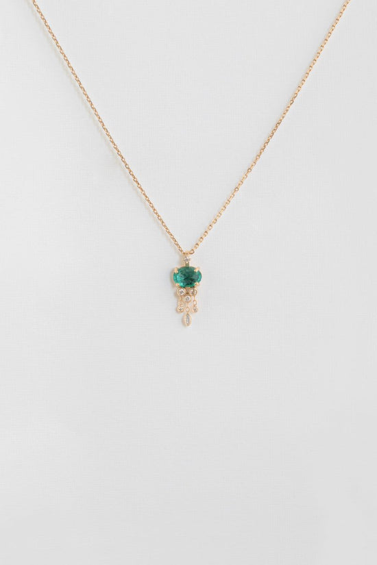 Celine Daoust 14k Gold Emerald Jellyfish Necklace