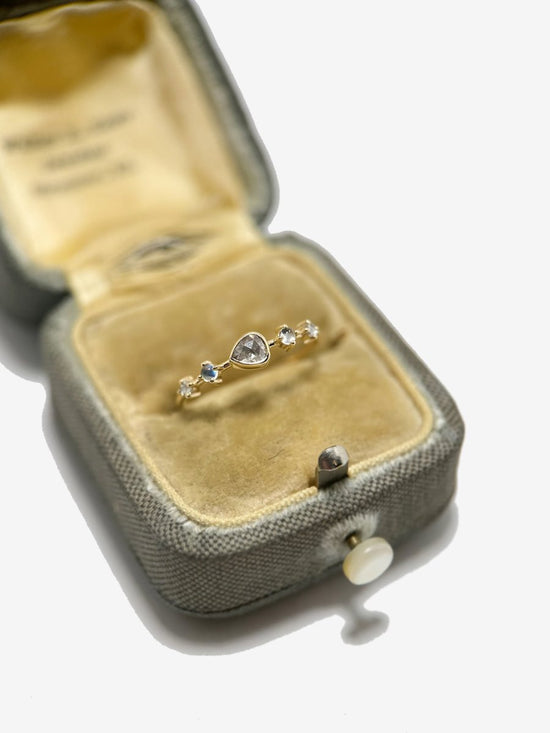 Celine Daoust 14k Gold Grey Diamond + Moonstone + Diamond Ring