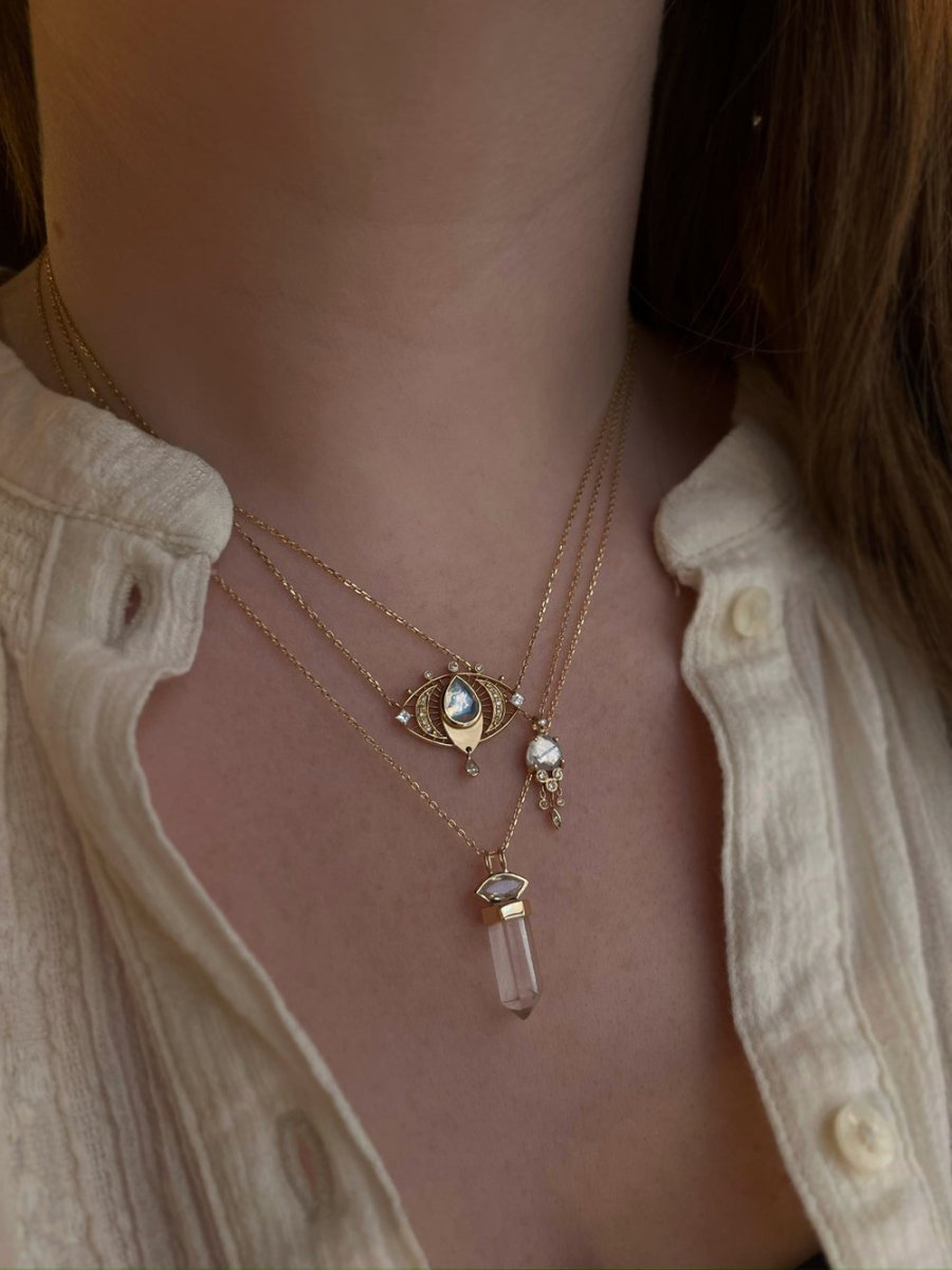 Celine Daoust 14k Gold Moonstone Jellyfish Necklace