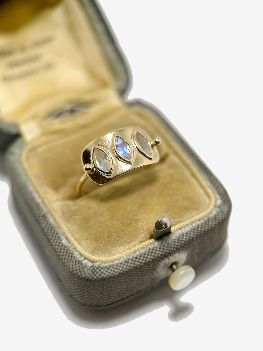 Celine Daoust 14k Triple Moonstone Plate Ring