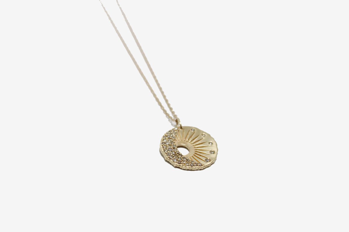 Celine Daoust Sun and Diamonds Moon Medallion Necklace