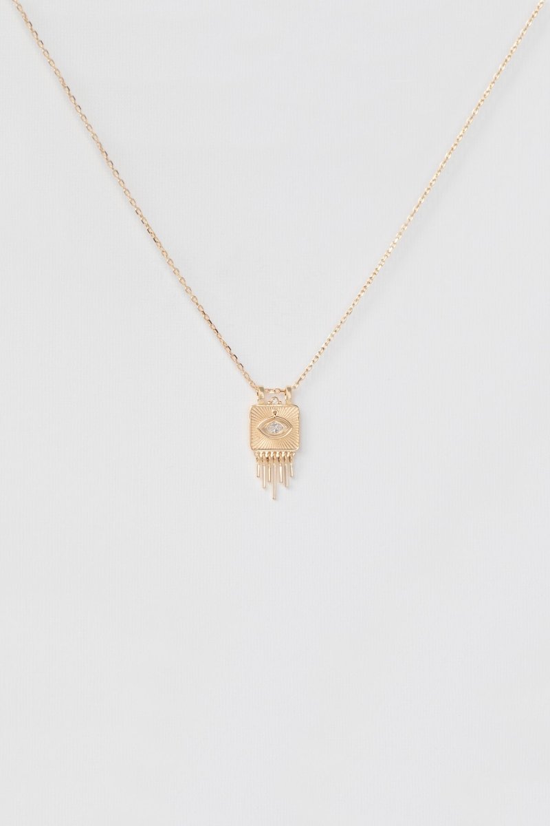 Celine Daoust Sunbeams Gold Plate Dangling Eye Necklace