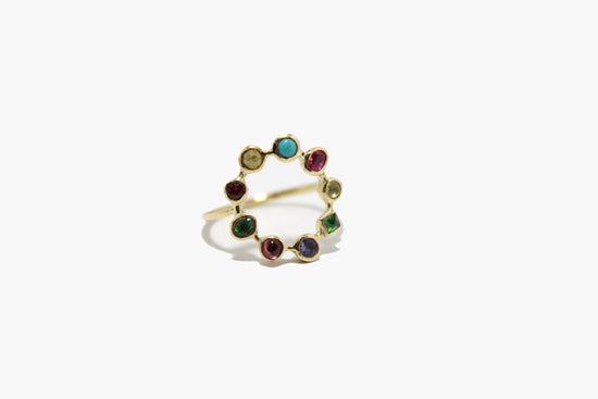 Dorette 18k Gold Couronnée Colorful Gemstone Ring