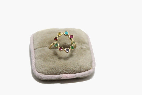 Dorette 18k Gold Couronnée Colorful Gemstone Ring