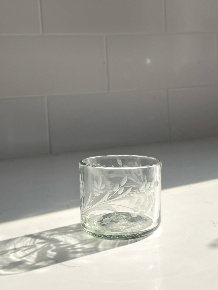 Hand - etched Blown Tumbler Glass