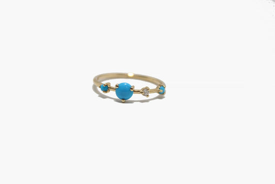 Petite Baleine Turquoise + Diamond Dot Dash Ring