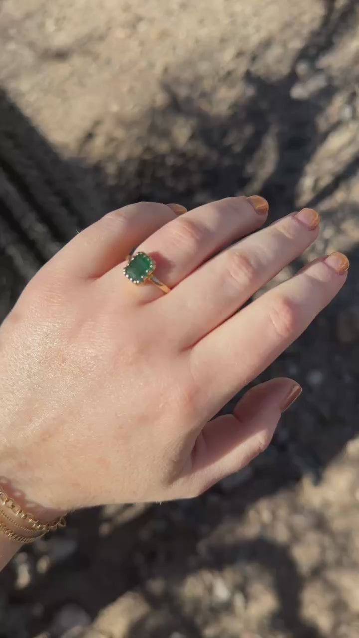 14k Gold Multi Prong Emerald Ring