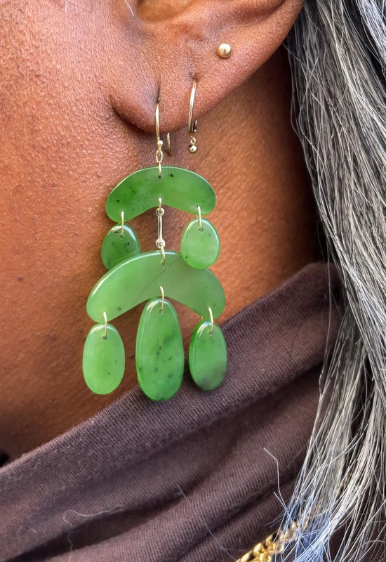 Load and play video in Gallery viewer, Ten Thousand Things Jade Mini Chandelier Earrings
