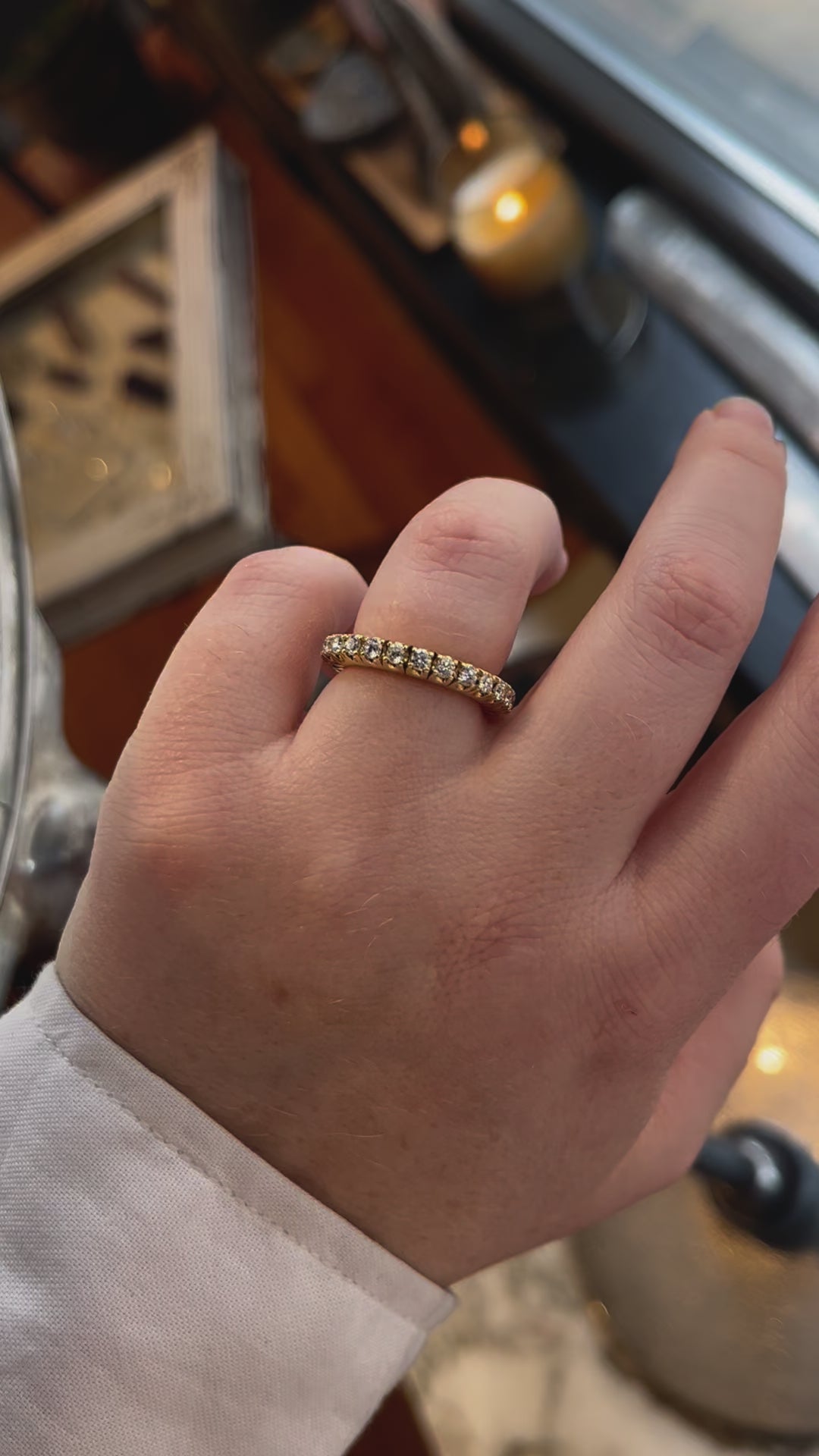 Load and play video in Gallery viewer, 18k Gold Stretch Diamond Eternity Ring
