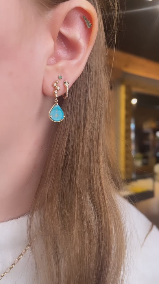 Load and play video in Gallery viewer, 14k Gold Diamond &amp;amp; Turquoise Earrings
