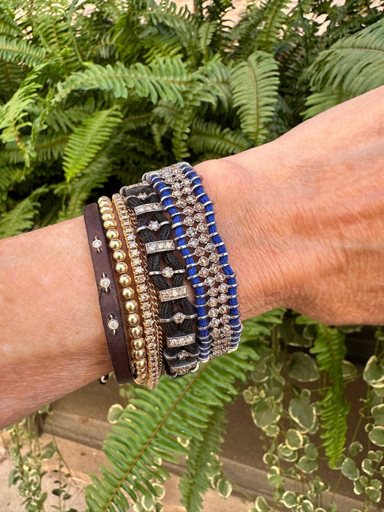 Woven Blue Silk + Diamond Bracelet