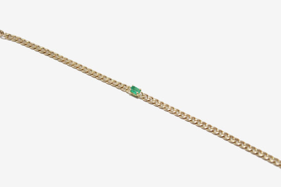 Zoe Chicco 14k Curb Chain + Emerald Bracelet