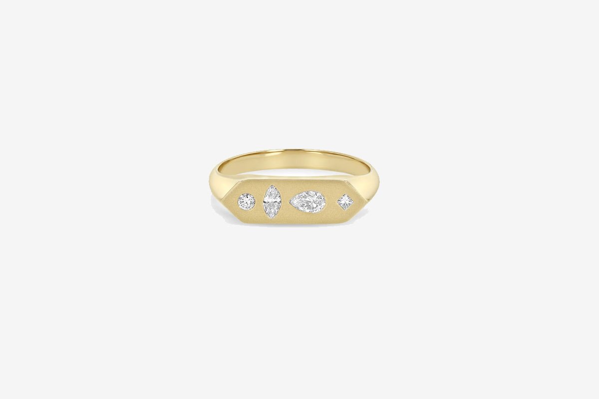 Zoe Chicco 14k Diamond Mosaic Bar Signet Ring