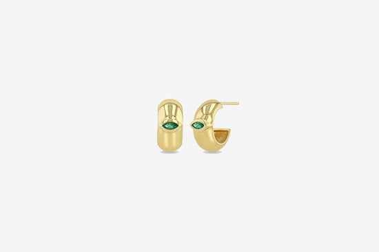 Zoe Chicco 14k Gold Marquise Emerald Wide Hoops