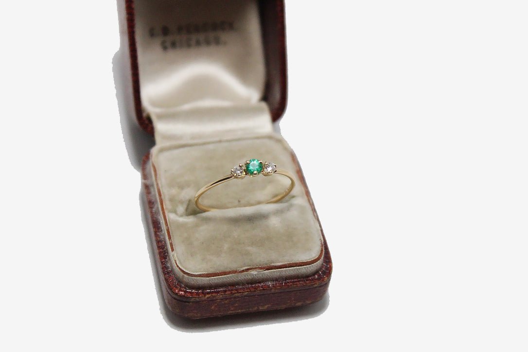 Zoe Chicco 14k Prong Diamonds & Emerald Ring