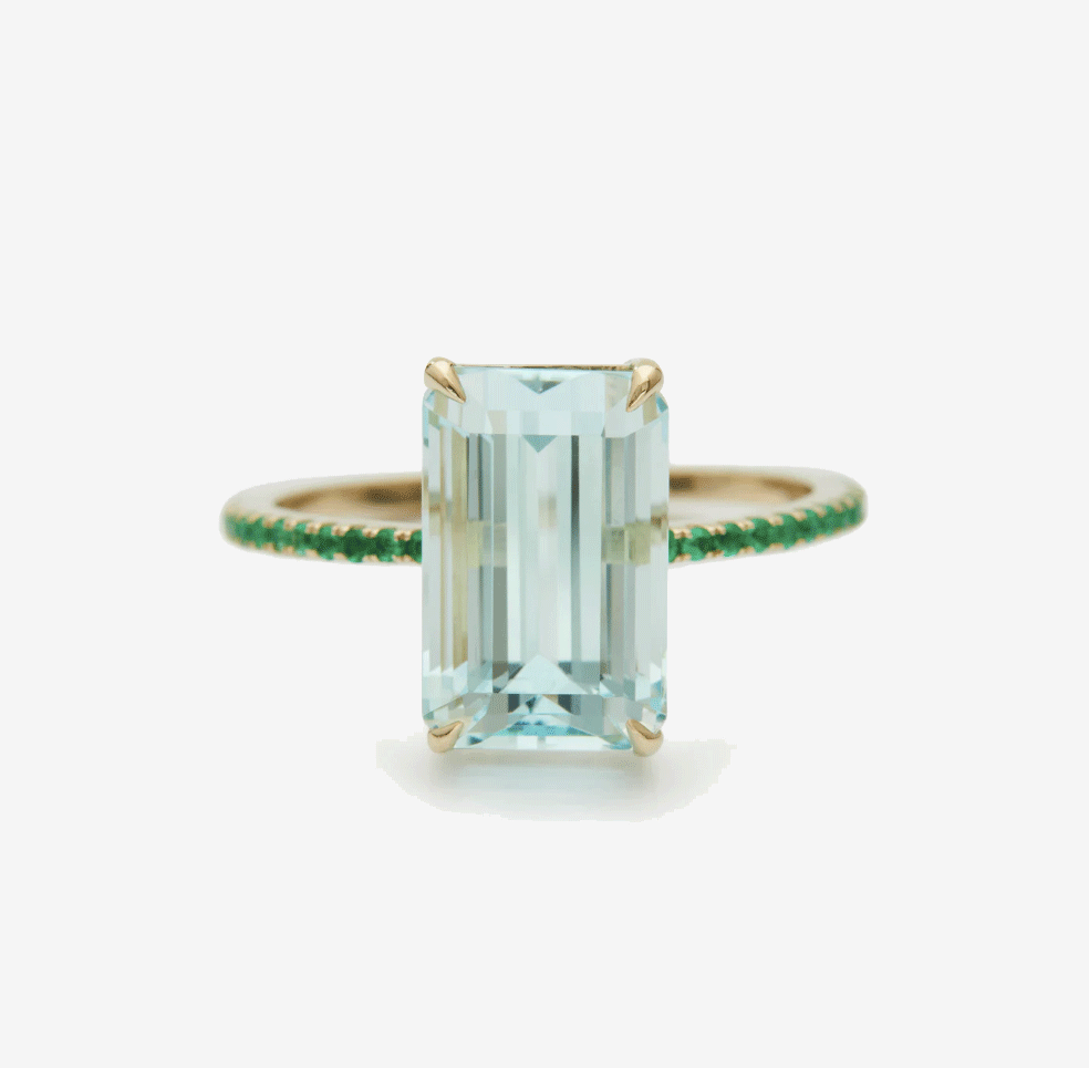 Aquamarine & Emerald Spring Ring