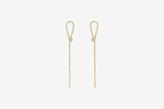 Zoe Chicco 14k Gold Diamond Bezel Threader Earrings