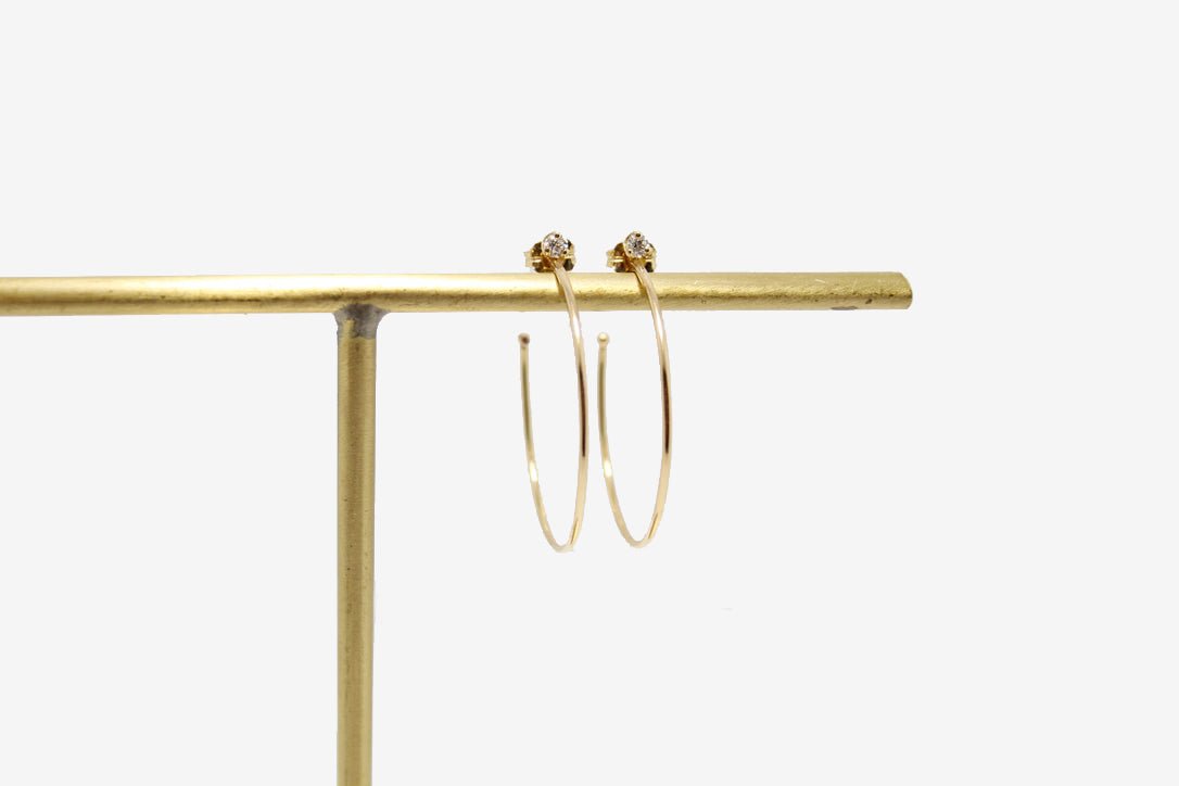 Zoe Chicco 14k Gold Medium Prong Diamond Hoops